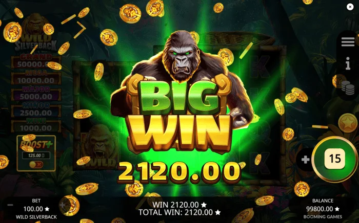 Wild Silverback - সঞ্চিত কয়েন সহ একটি বড় জয়